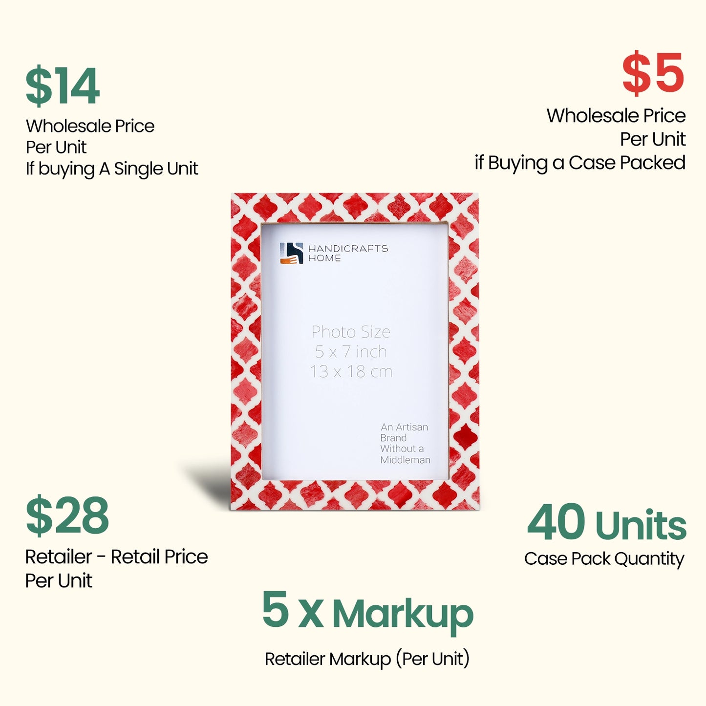 Decorative Picture Frames Mumtaz Red, 5x7, Pack of 40