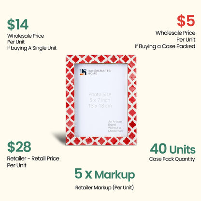 Decorative Picture Frames Mumtaz Red, 5x7, Pack of 40