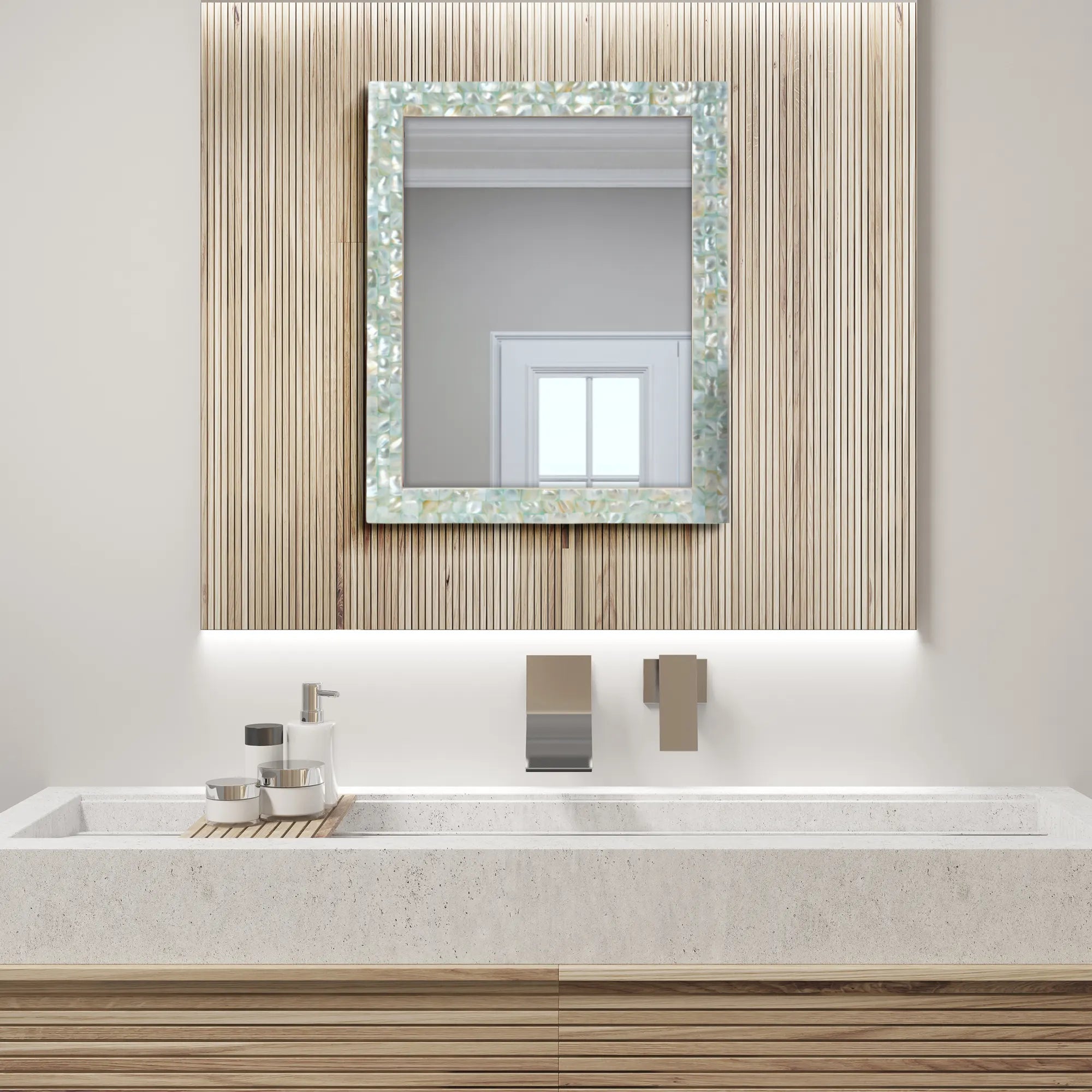 Make to Order Mother Of Pearl Green Mirror in 7 Sizes