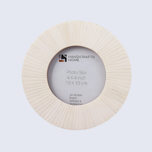 4x4 White Striped Round Picture Frame- Bone Inlay – Wholesale picture frames