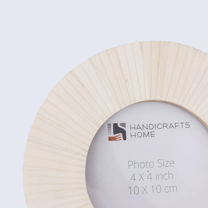 4x4 White Striped Round Picture Frame- Bone Inlay – Wholesale picture frames