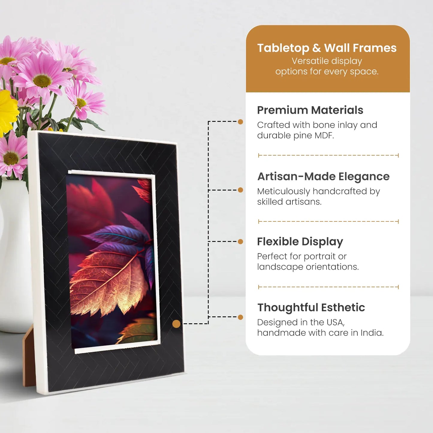 Black & White Resin Inlay Handmade Picture Frame – 4x6 & 5x7 – Wholesale picture frames