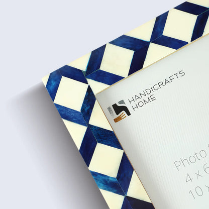 Blue & White Diamond Pattern Bone Inlay Picture Frame – 4x6 & 5x7