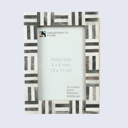 Grey & White Bone Inlay Brick Pattern Frame 4x6 & 5x7 – Wholesale picture frames