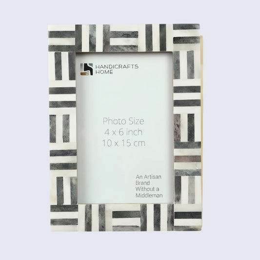 Grey & White Bone Inlay Brick Pattern Frame 4x6 & 5x7 – Wholesale picture frames