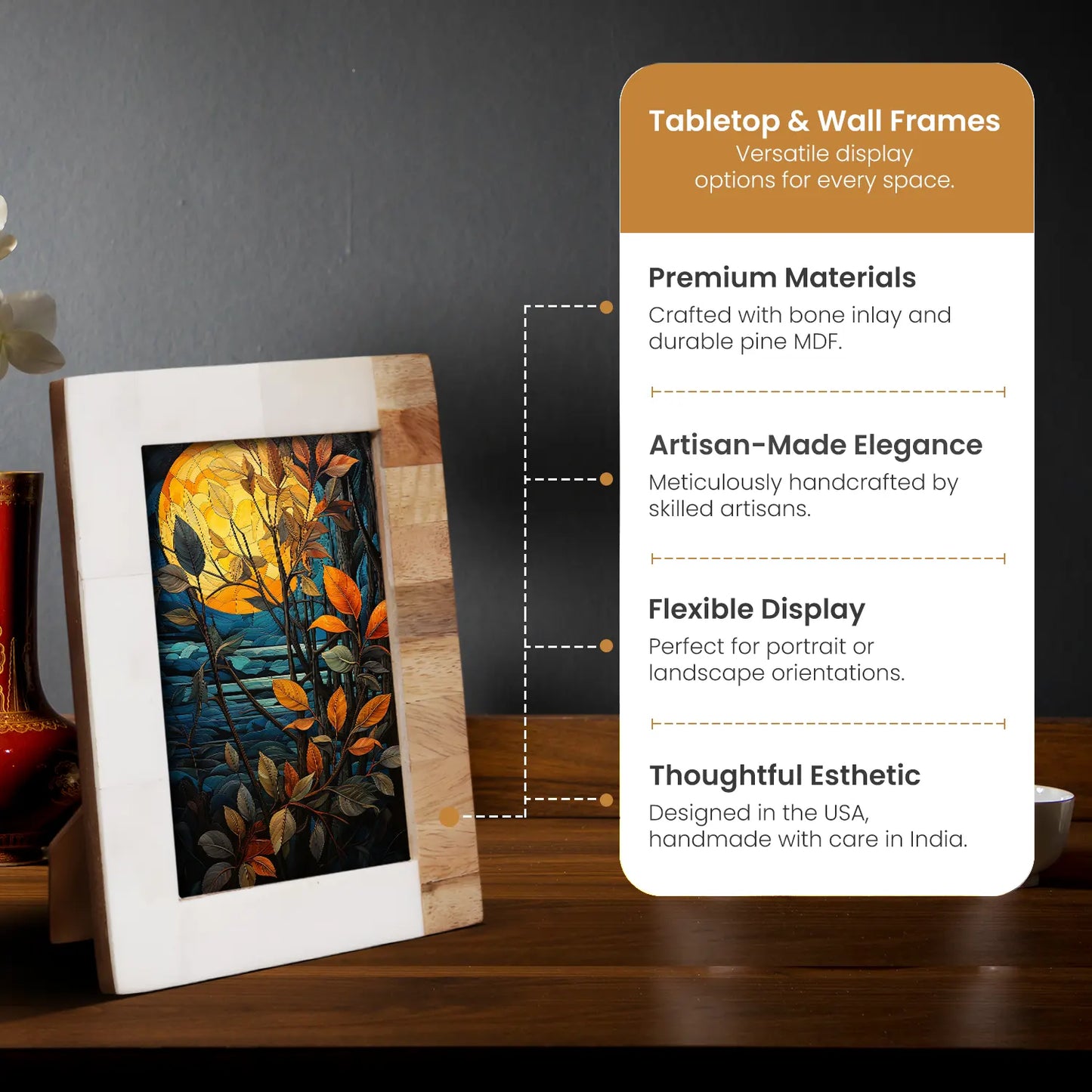 Plain White & Brown Bone Inlay Picture Frame - 4x6 & 5x7 – Wholesale picture frames