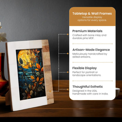 Plain White & Brown Bone Inlay Picture Frame - 4x6 & 5x7 – Wholesale picture frames