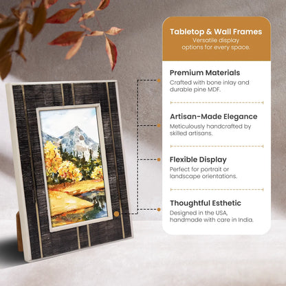 Horn Inlay & Resin Inlay Shagrin Picture Photo Frames Brown, 4x6 5x7 – Wholesale picture frames