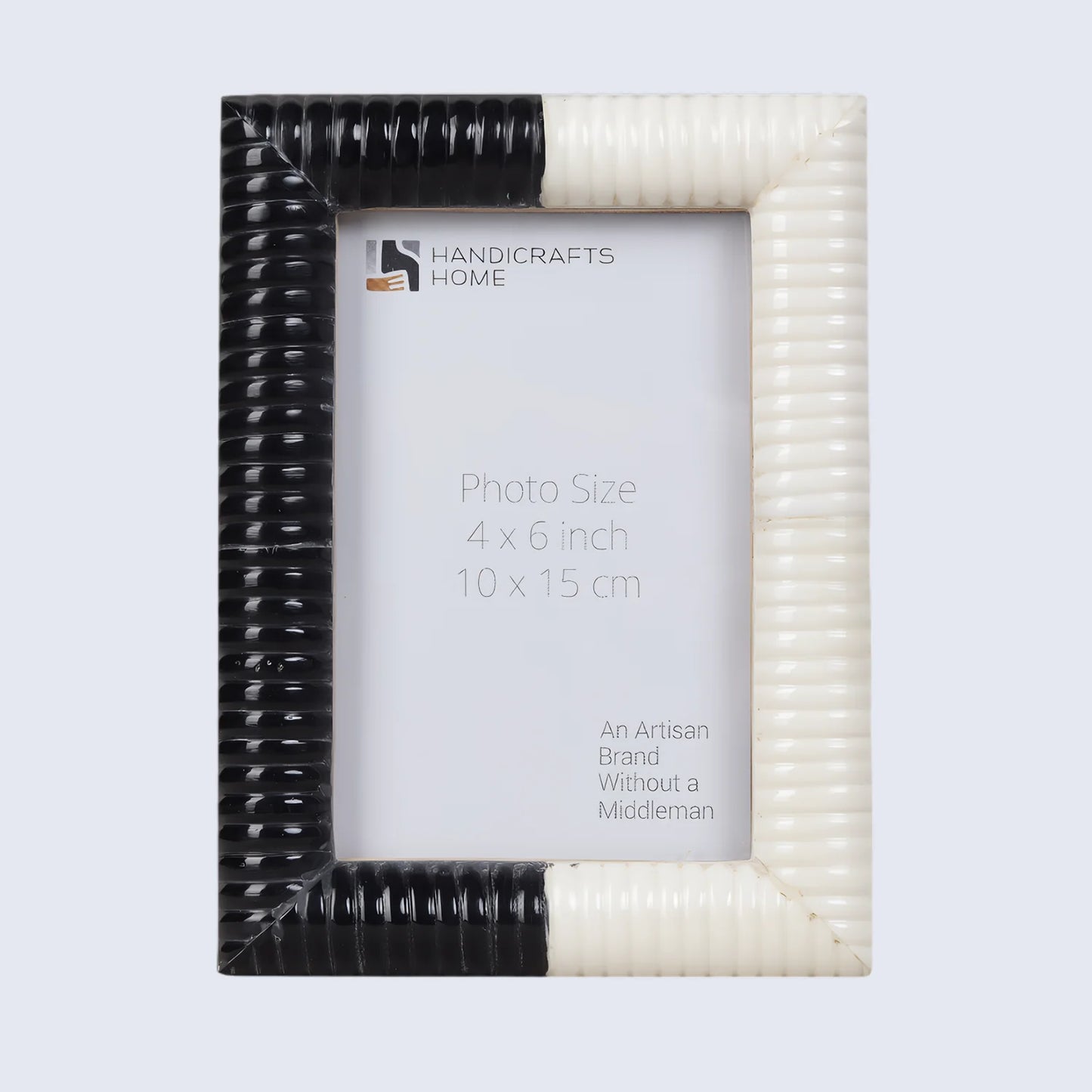 Ridged Black & White Bone & Resin Inlay Picture Frame- 4x6 & 5x7