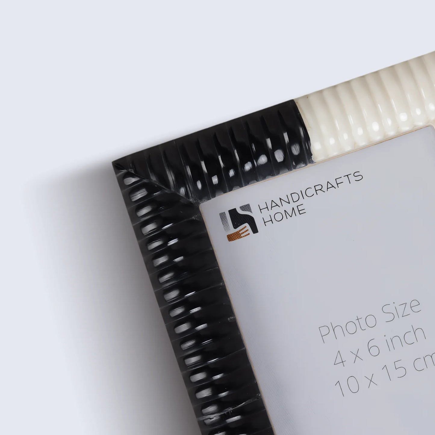 Ridged Black & White Bone & Resin Inlay Picture Frame- 4x6 & 5x7