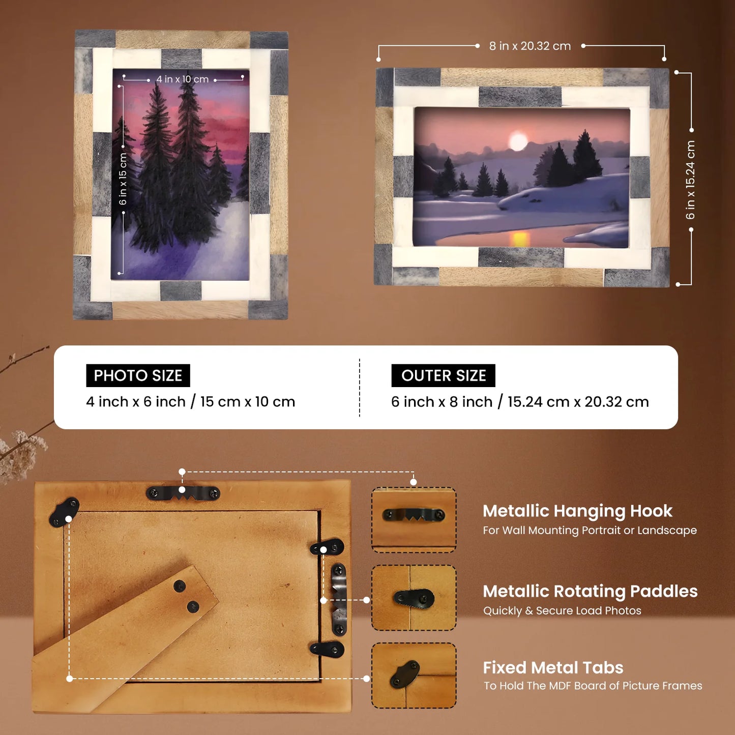 Bone Inlay & Mango Wood Tile Pattern Picture Frame – Wholesale picture frames