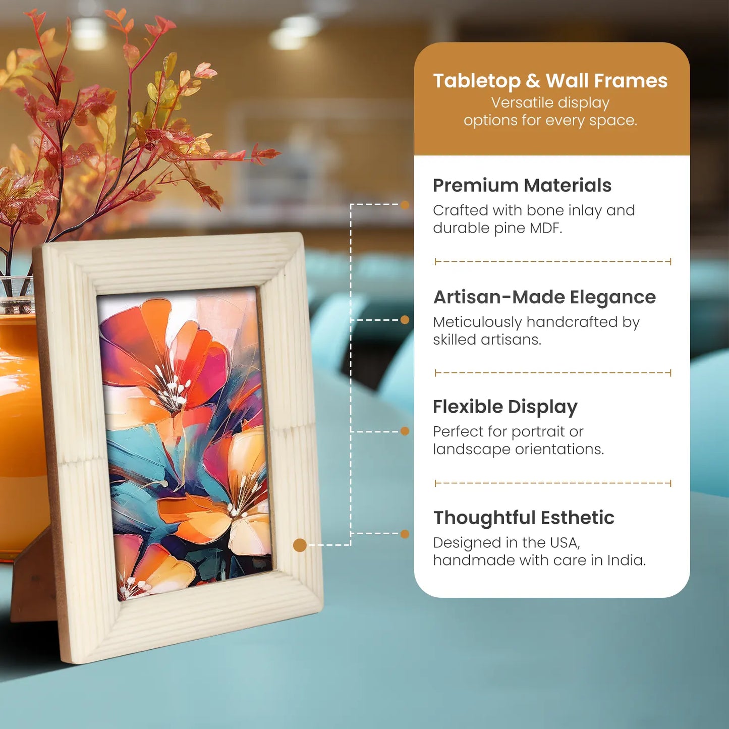 Hand Carved White Bone Inlay Photo Picture Frame in 3 Sizes – Wholesale picture frames