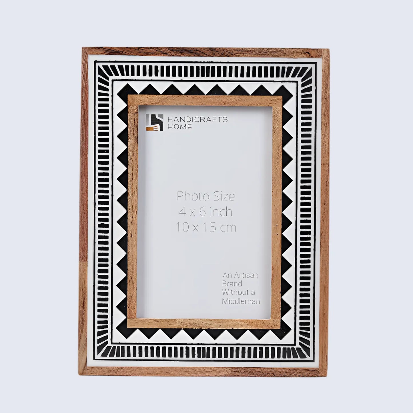 Wood Resin Inlay Handmade Black & White Geometric Picture Frame – 4x6, 5x7 – Wholesale picture frames