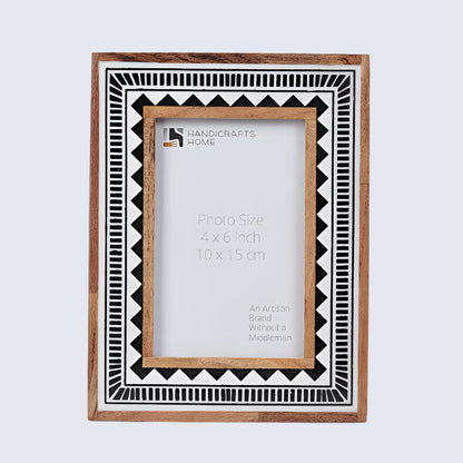Wood Resin Inlay Handmade Black & White Geometric Picture Frame – 4x6, 5x7 – Wholesale picture frames