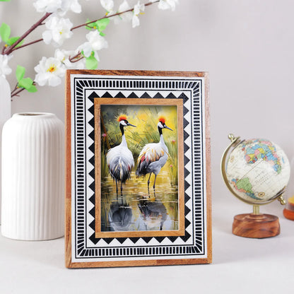 Wood Resin Inlay Handmade Black & White Geometric Picture Frame – 4x6, 5x7 – Wholesale picture frames
