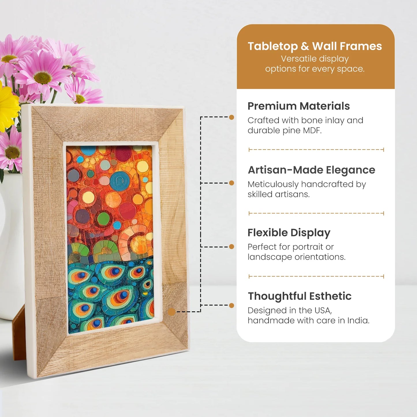 Wood & Bone inlay Wooden Handmade Picture Frame – Wholesale picture frames