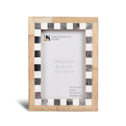 Checkered Bone Inlay Picture Frame, Grey & White – Wholesale picture frames
