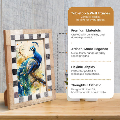 Checkered Bone Inlay Picture Frame, Grey & White – Wholesale picture frames