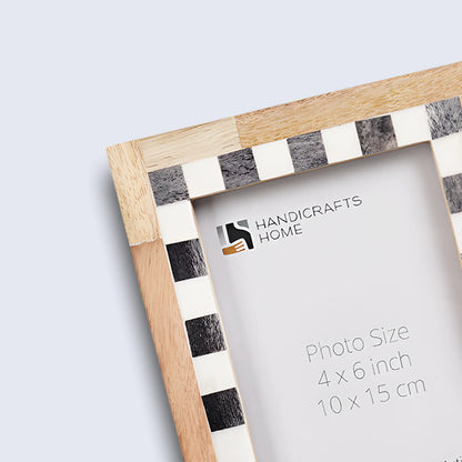 Checkered Bone Inlay Picture Frame, Grey & White – Wholesale picture frames
