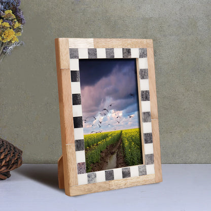 Checkered Bone Inlay Picture Frame, Grey & White – Wholesale picture frames