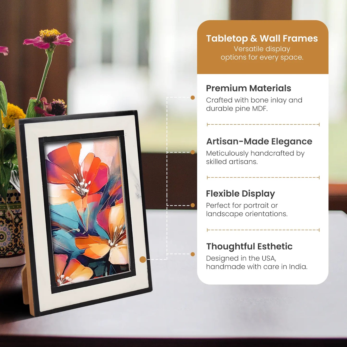 Resin Inlay Frame – Black & White in 4x6 & 5x7 – Wholesale picture frames