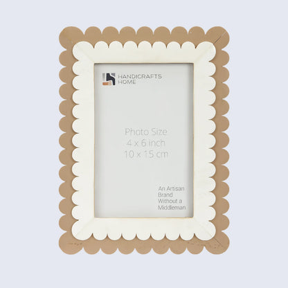 Petal Scallop Pattern Picture Frame White & Brown - 4x6 & 5x7