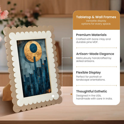 Petal Scallop Pattern Picture Frame White & Brown - 4x6 & 5x7