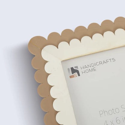 Petal Scallop Pattern Picture Frame White & Brown - 4x6 & 5x7
