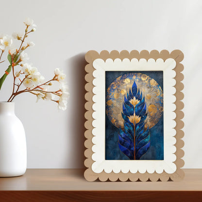 Petal Scallop Pattern Picture Frame White & Brown - 4x6 & 5x7