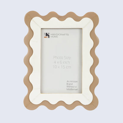 Wave Scallop Pattern Picture Frame White & Brown - 4x6 & 5x7