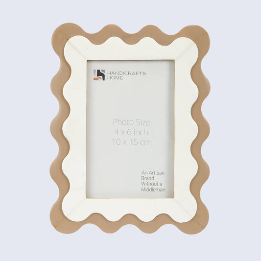 Wave Scallop Pattern Picture Frame White & Brown - 4x6 & 5x7