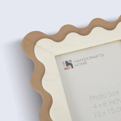 Wave Scallop Pattern Picture Frame White & Brown - 4x6 & 5x7