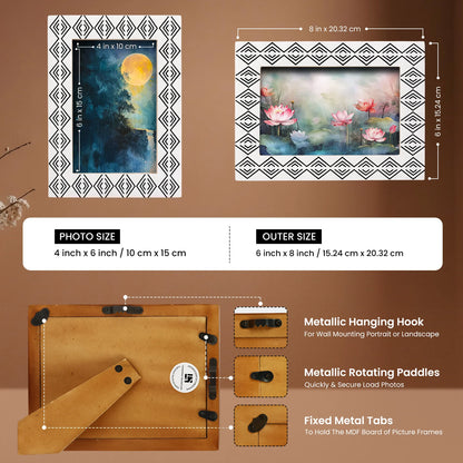 Resin inlay Tribal Geometry Pattern Black & White Picture Frame – Wholesale picture frames