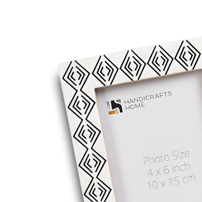 Resin inlay Tribal Geometry Pattern Black & White Picture Frame – Wholesale picture frames
