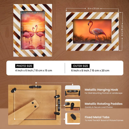 Bone & Resin Inlay Brown & White Striped Pattern Picture Frame – Wholesale picture frames