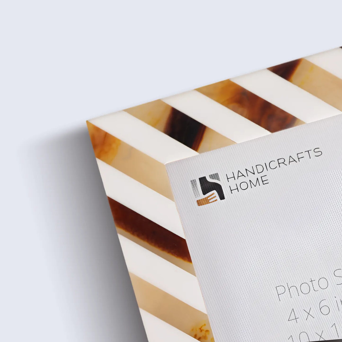 Bone & Resin Inlay Brown & White Striped Pattern Picture Frame – Wholesale picture frames