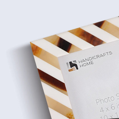 Bone & Resin Inlay Brown & White Striped Pattern Picture Frame – Wholesale picture frames