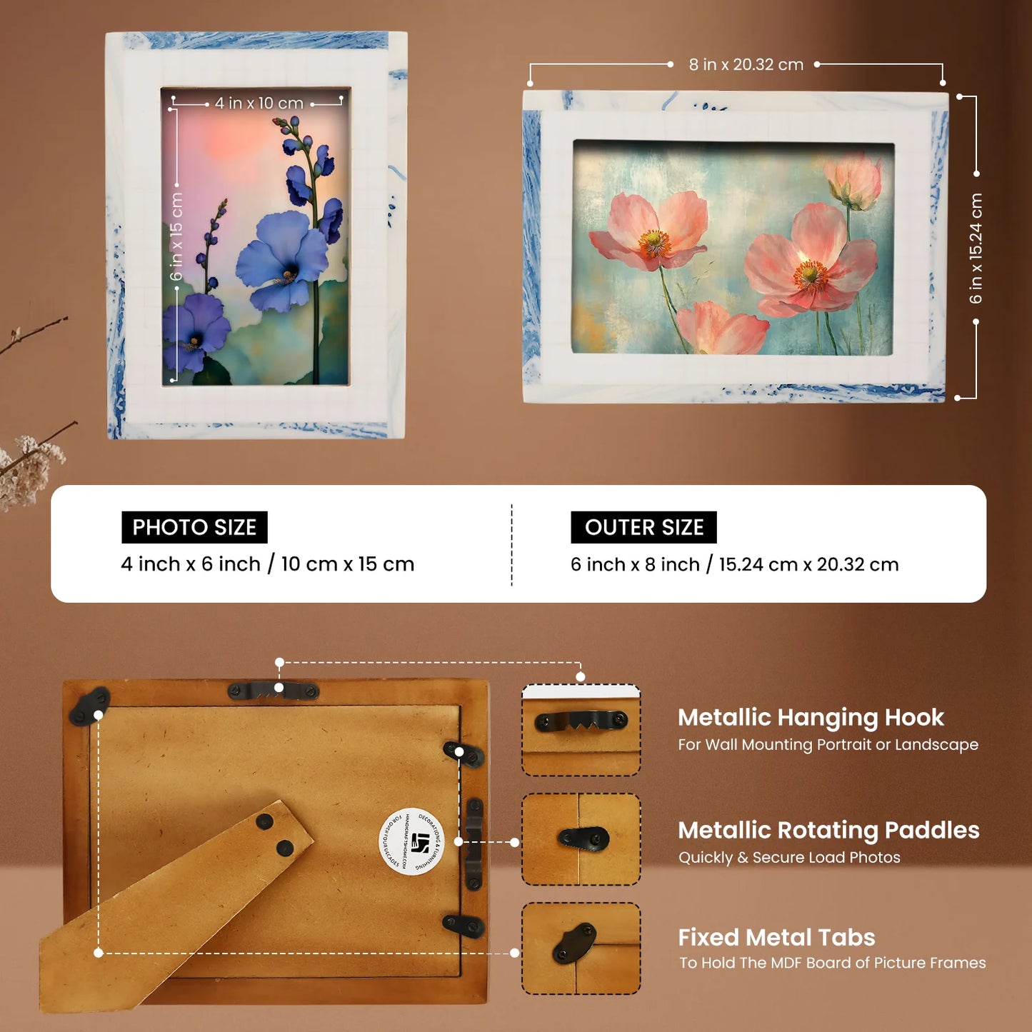 Resin Inlay Marbled pattern White & Blue Picture Frame – Wholesale picture frames