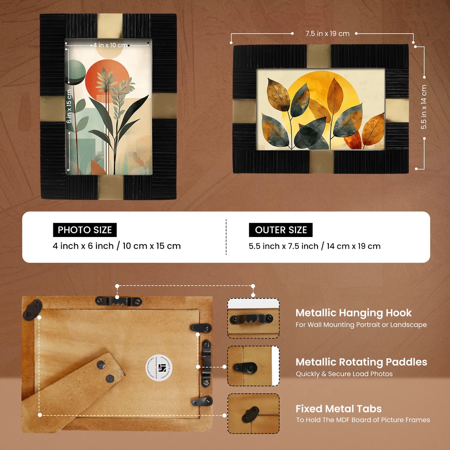 Resin Inlay Black & Gold Picture Frame For Desk & Wall-3 Sizes – Wholesale picture frames