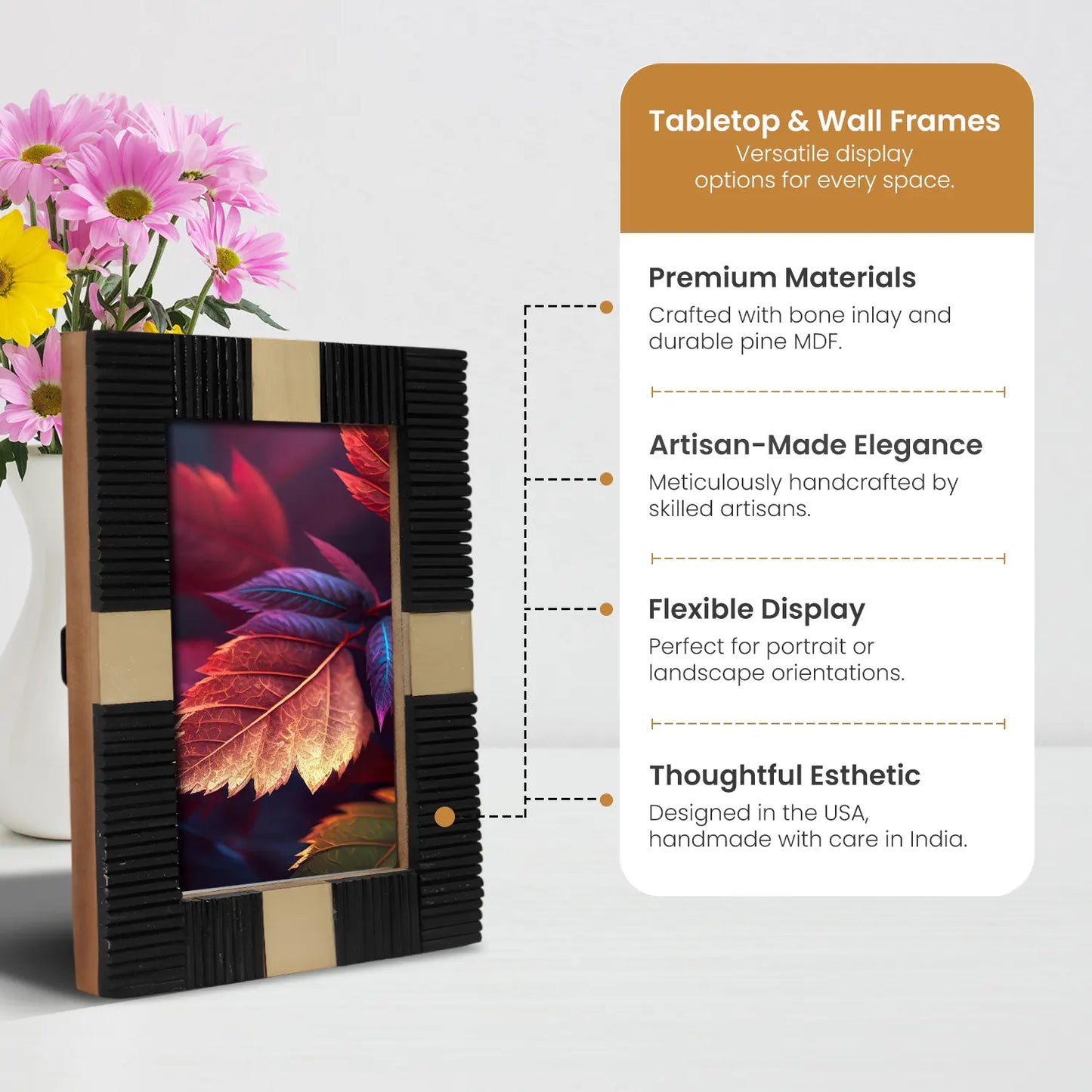 Resin Inlay Black & Gold Picture Frame For Desk & Wall-3 Sizes – Wholesale picture frames