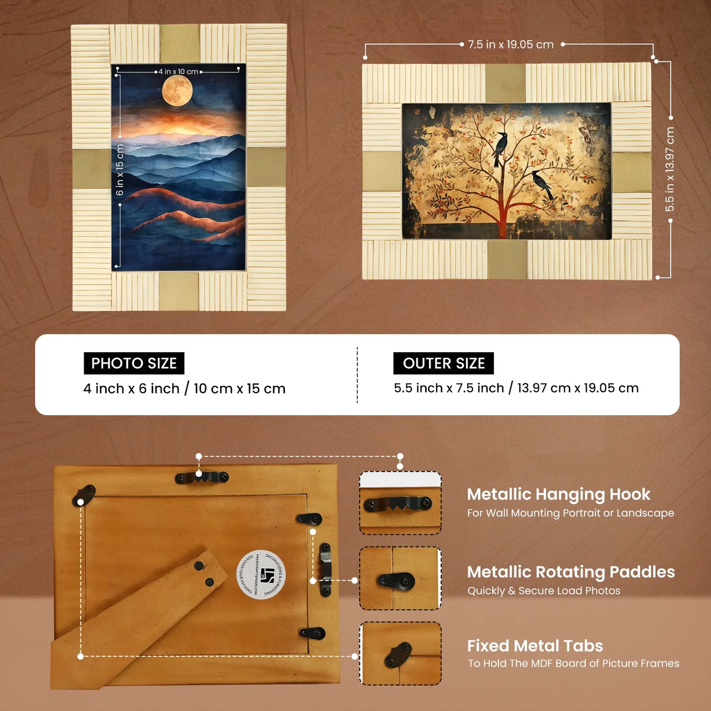 Resin Inlay White & Gold Picture Frame For Desk & Wall-3 Sizes – Wholesale picture frames