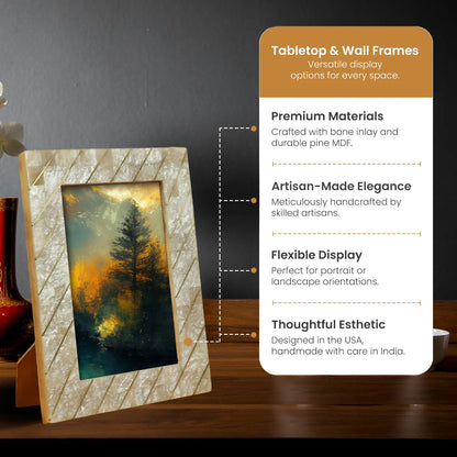 Brasselin Resin Inlay & Brass Grey Picture Frame 4x6 & 5x7