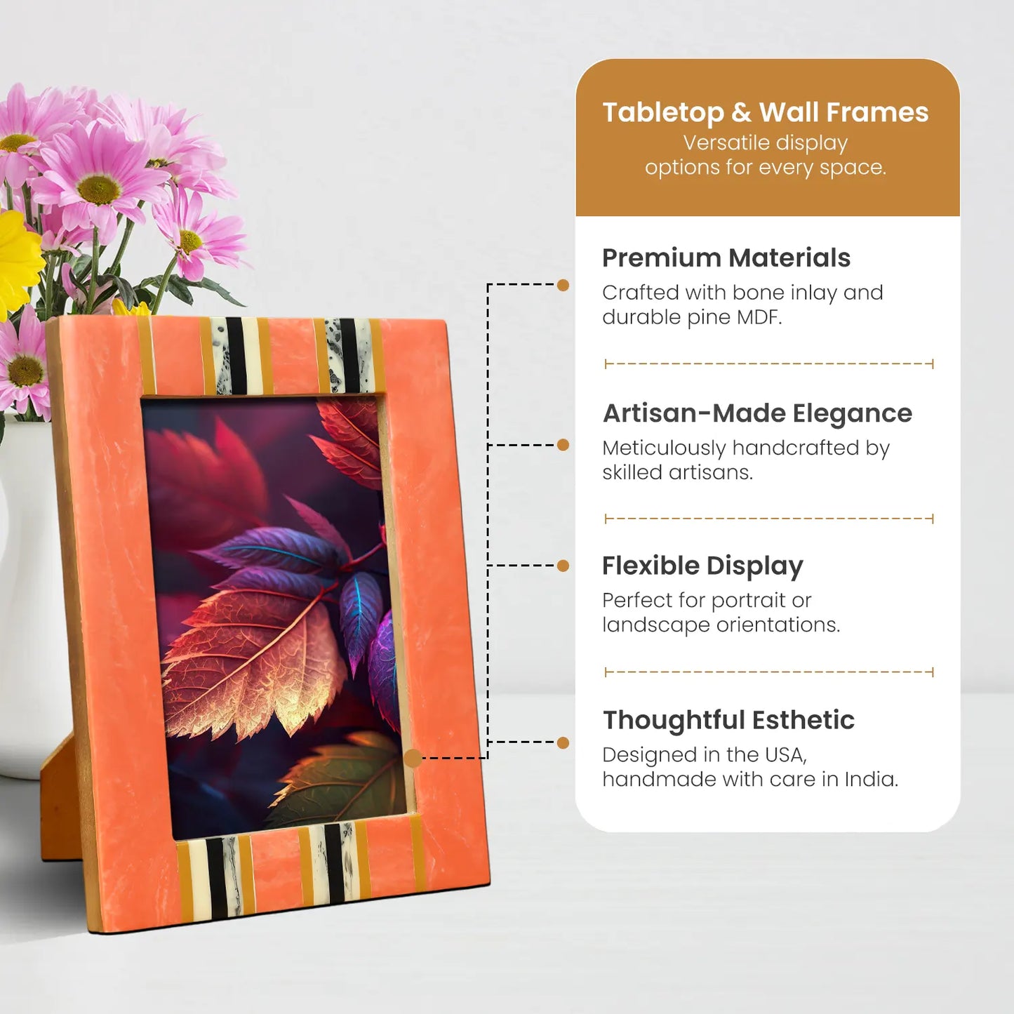 Peach Resin Inlay Picture Frame- Ink Marble Design in 4x6 & 5x7 – Wholesale picture frames