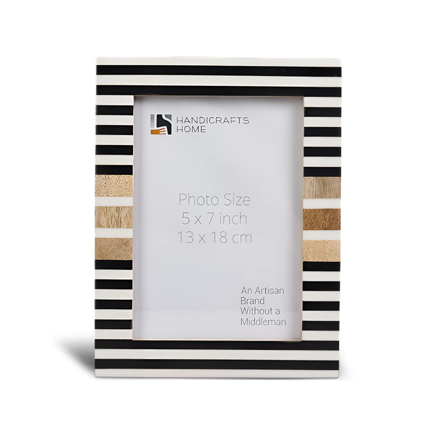 Wood & Resin Inlay Striped Picture Frame, Black & White – Wholesale picture frames