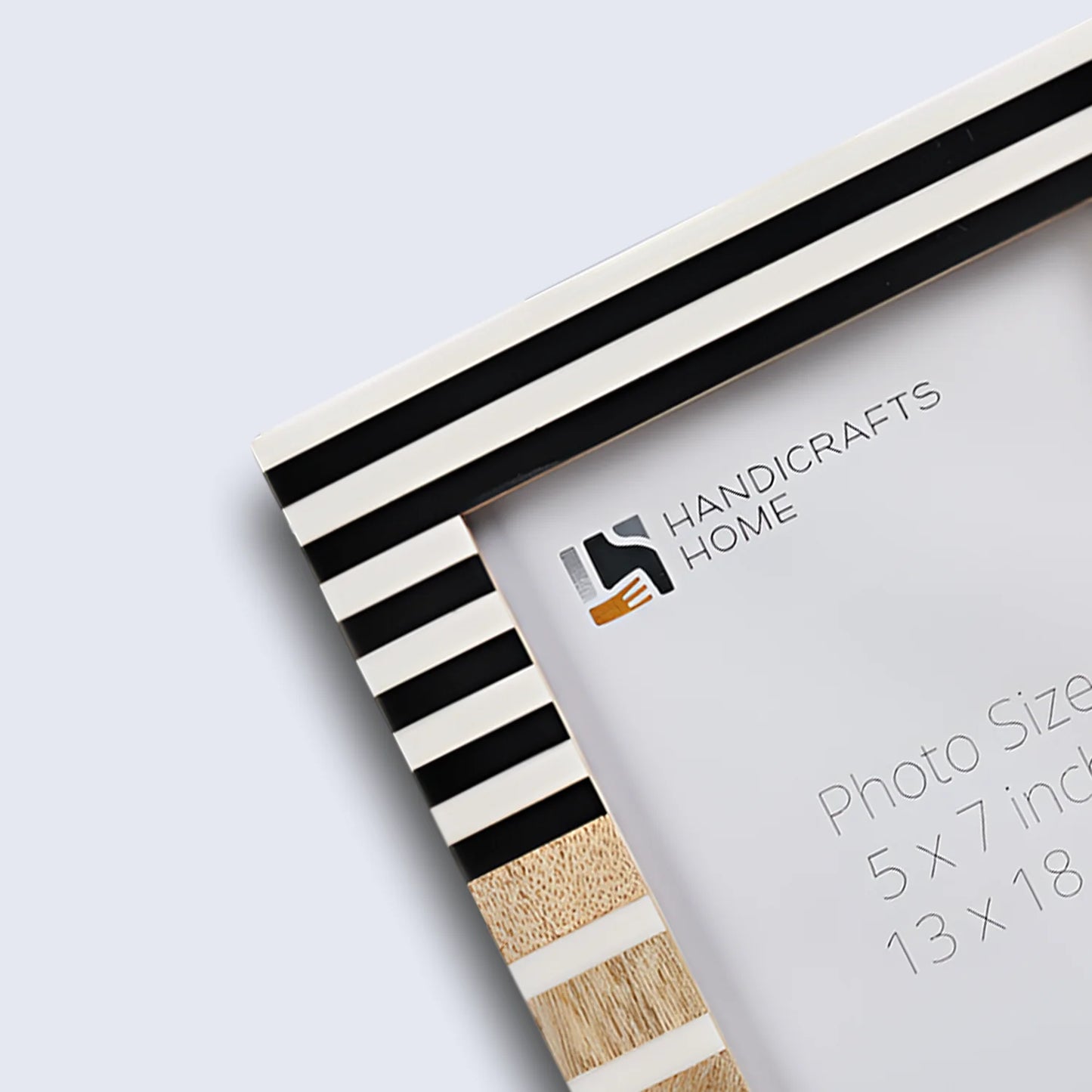 Wood & Resin Inlay Striped Picture Frame, Black & White – Wholesale picture frames