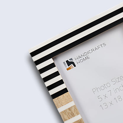 Wood & Resin Inlay Striped Picture Frame, Black & White – Wholesale picture frames
