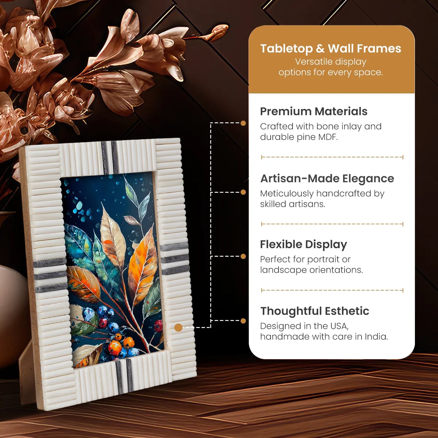 Grey & White Bone Inlay Picture Frame - 4x6 & 5x7 – Wholesale picture frames