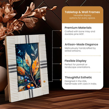 Grey & White Bone Inlay Picture Frame - 4x6 & 5x7 – Wholesale picture frames