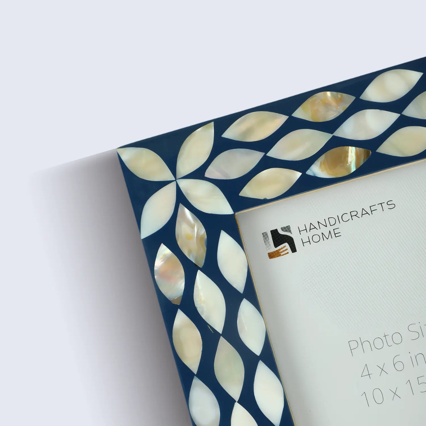 Mother of Pearl & Resin Inlay Avant Floral Picture Frame - Blue & White