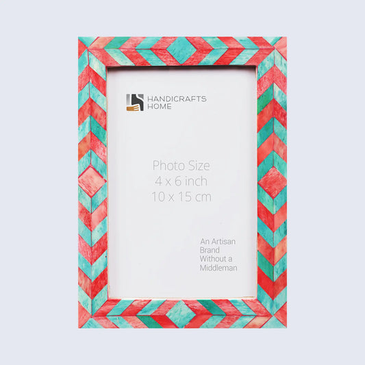 Photo Frame Mosaic Chevron Green & Red - Available in 3 sizes